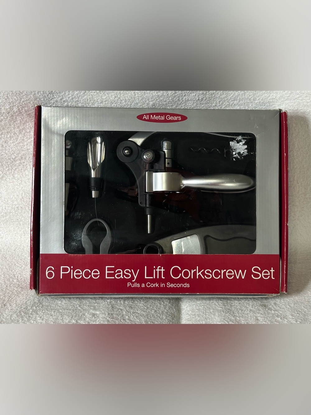 6-Piece Easy Lift Corkscrew Set - Silver Finish